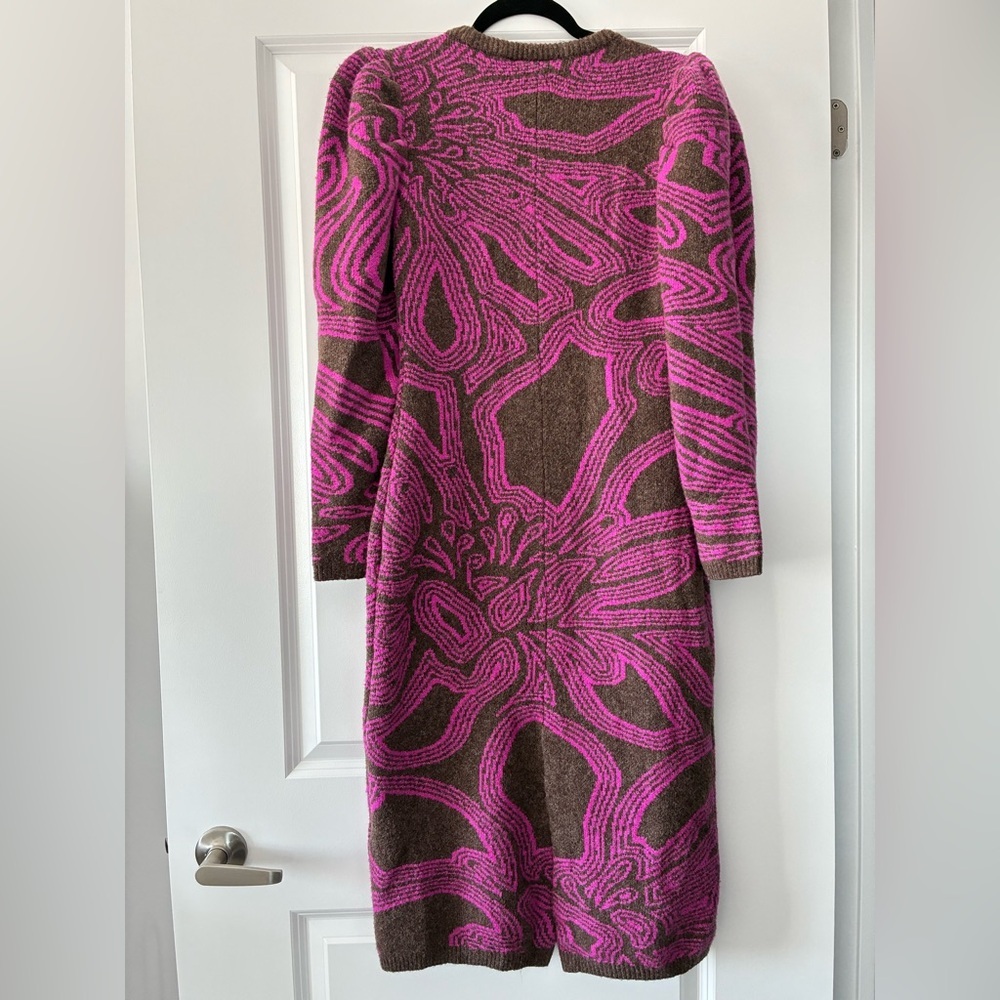 Farm Rio x Anthropologie Size M Long-Sleeve Jacquard Sweater Midi Dress - Picture 5 of 10